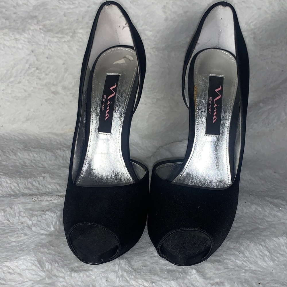 Nina Shoes Black Peep Toe Heels